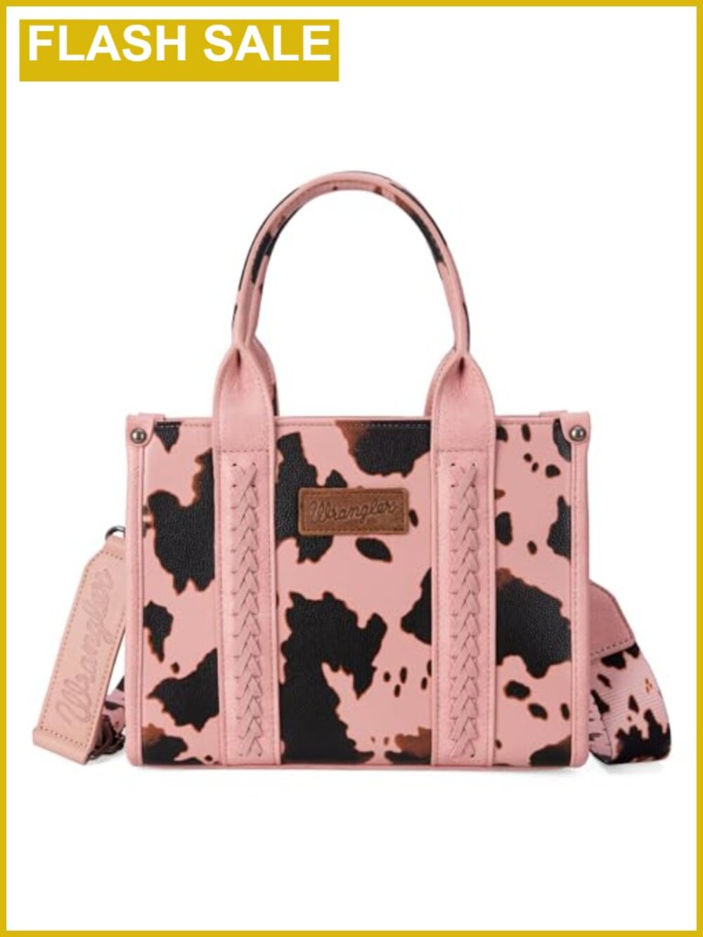 Vegan Leather Tote Bag with Signature Guitar Strap, 4 Pockets, Top Handle